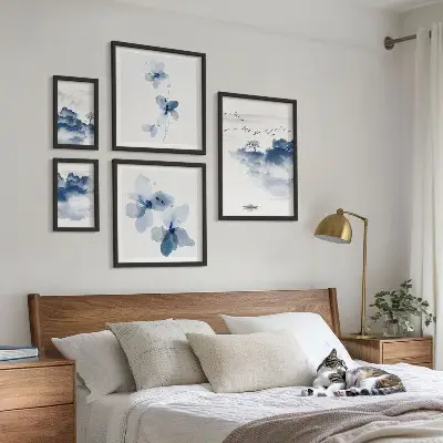 Conjunto de cuadros decorativos con diseño de paisajes, flores y agua