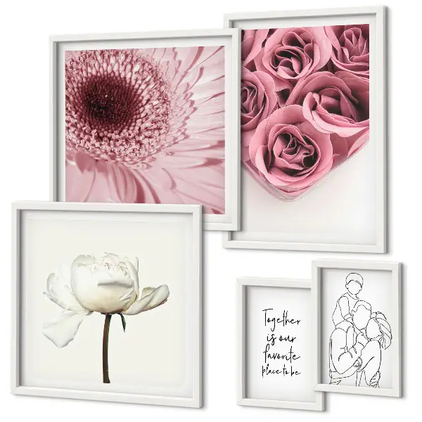 Cuadro para pared de galería de arte con diseño de inspiraciones bohemias florales