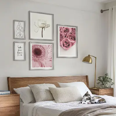 Cuadro para pared de galería de arte con diseño de inspiraciones bohemias florales
