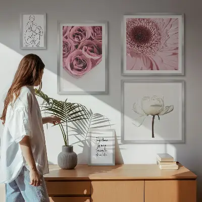 Cuadro para pared de galería de arte con diseño de inspiraciones bohemias florales