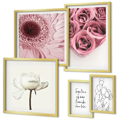 Cuadro para pared de galería de arte con diseño de inspiraciones bohemias florales