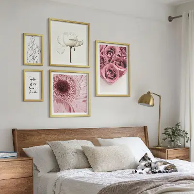 Cuadro para pared de galería de arte con diseño de inspiraciones bohemias florales