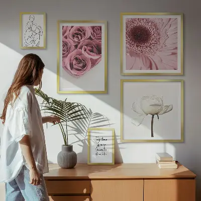 Cuadro para pared de galería de arte con diseño de inspiraciones bohemias florales