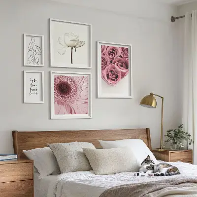Cuadro para pared de galería de arte con diseño de inspiraciones bohemias florales