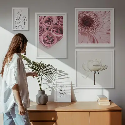 Cuadro para pared de galería de arte con diseño de inspiraciones bohemias florales