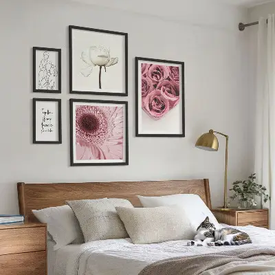 Cuadro para pared de galería de arte con diseño de inspiraciones bohemias florales