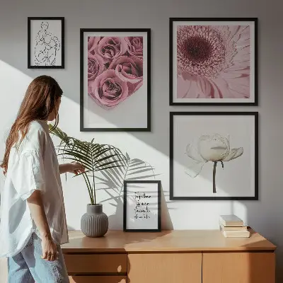 Cuadro para pared de galería de arte con diseño de inspiraciones bohemias florales
