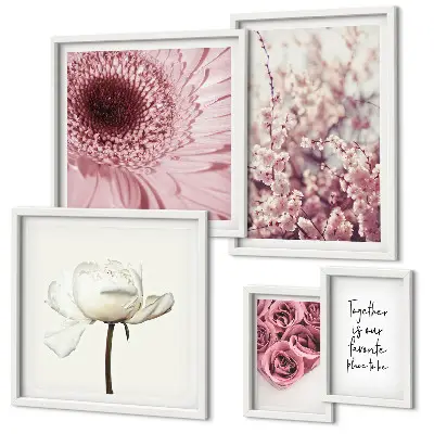 Conjunto de cuadros decorativos con diseño de toques florales románticos