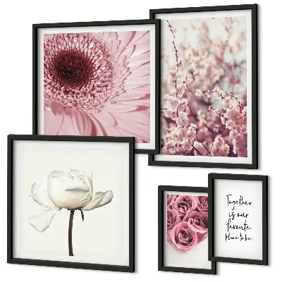 Conjunto de cuadros decorativos con diseño de toques florales románticos