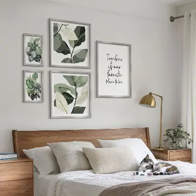 Set de 5 cuadros para salón con diseño de inspiraciones modernas de plantas