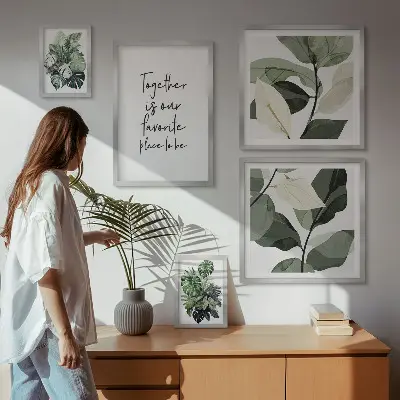 Set de 5 cuadros para salón con diseño de inspiraciones modernas de plantas