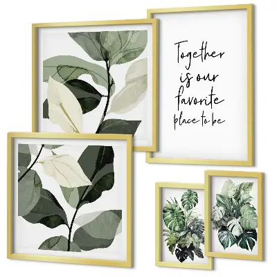 Set de 5 cuadros para salón con diseño de inspiraciones modernas de plantas