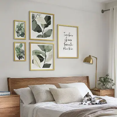 Set de 5 cuadros para salón con diseño de inspiraciones modernas de plantas