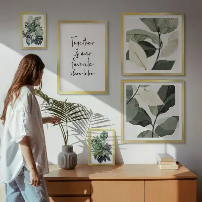 Set de 5 cuadros para salón con diseño de inspiraciones modernas de plantas