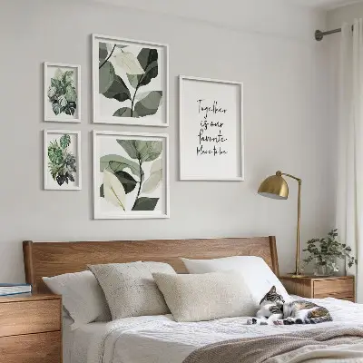 Set de 5 cuadros para salón con diseño de inspiraciones modernas de plantas