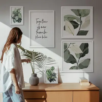 Set de 5 cuadros para salón con diseño de inspiraciones modernas de plantas