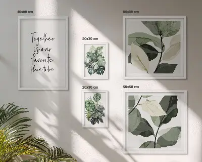 Set de 5 cuadros para salón con diseño de inspiraciones modernas de plantas