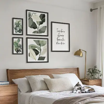 Set de 5 cuadros para salón con diseño de inspiraciones modernas de plantas