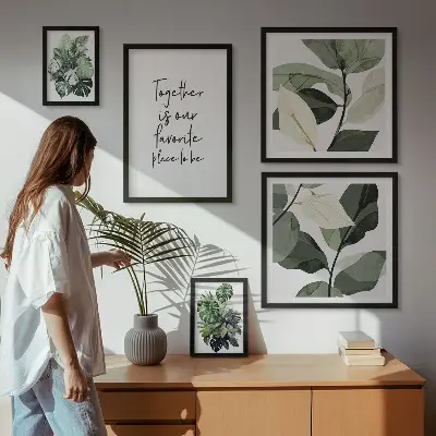 Set de 5 cuadros para salón con diseño de inspiraciones modernas de plantas