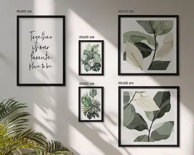 Set de 5 cuadros para salón con diseño de inspiraciones modernas de plantas