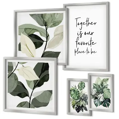 Set de 5 cuadros para salón con diseño de inspiraciones modernas de plantas