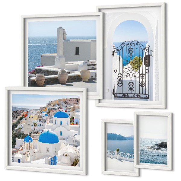 Conjunto de cuadros decorativos Vistas de la Grecia mediterránea
