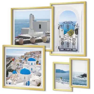 Conjunto de cuadros decorativos con vistas de la Grecia mediterránea