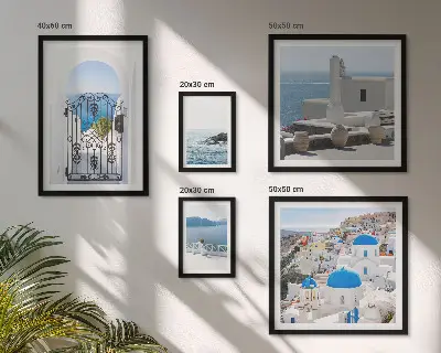 Conjunto de cuadros decorativos con vistas de la Grecia mediterránea