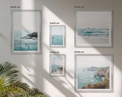 Set de 5 cuadros para salón con vistas tranquilas al mar incluyendo playas y acantilados