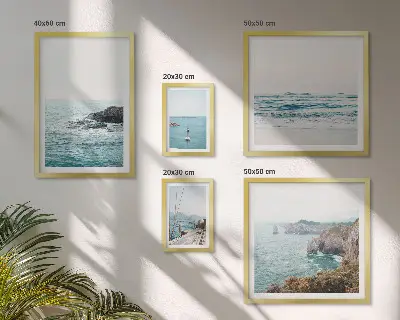 Set de 5 cuadros para salón con vistas tranquilas al mar incluyendo playas y acantilados