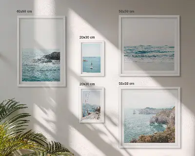 Set de 5 cuadros para salón con vistas tranquilas al mar incluyendo playas y acantilados