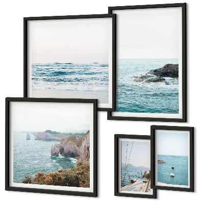 Set de 5 cuadros para salón Vistas tranquilas al mar, playas, acantilados.