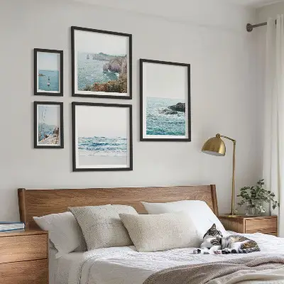 Set de 5 cuadros para salón con vistas tranquilas al mar incluyendo playas y acantilados