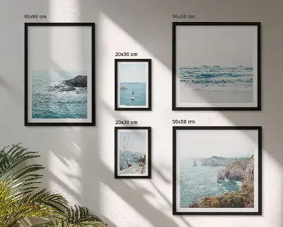 Set de 5 cuadros para salón con vistas tranquilas al mar incluyendo playas y acantilados