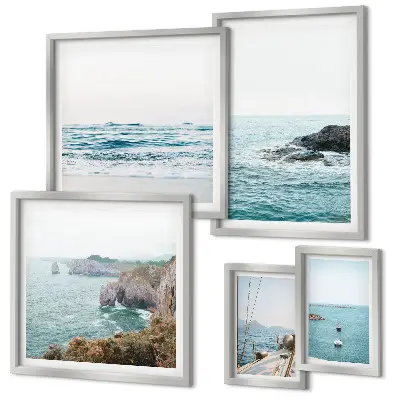Set de 5 cuadros para salón con vistas tranquilas al mar incluyendo playas y acantilados