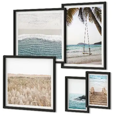 Conjunto de cuadros decorativos con diseño de vistas relajantes al mar