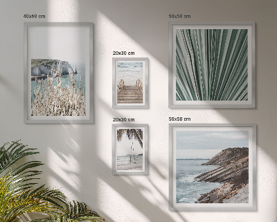 Set de 5 cuadros para salón playas costeras tropicales
