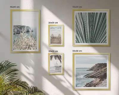 Set de 5 cuadros para salón con diseño de playas costeras tropicales