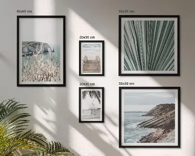 Set de 5 cuadros para salón con diseño de playas costeras tropicales