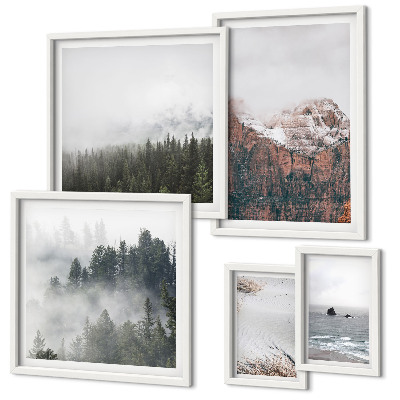 Pared galería de arte Paisajes montañas bosques nubes