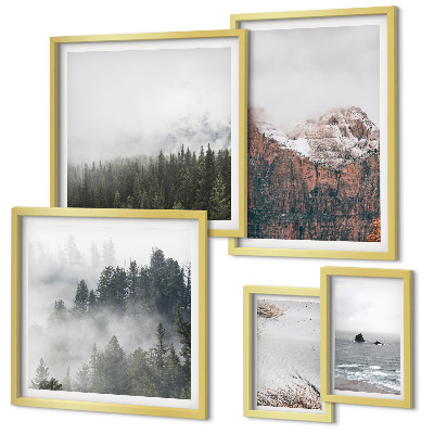 Pared galería de arte Paisajes montañas bosques nubes