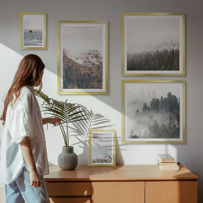 Pared galería de arte Paisajes montañas bosques nubes