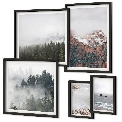 Pared galería de arte Paisajes montañas bosques nubes
