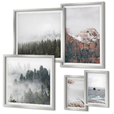 Pared galería de arte Paisajes montañas bosques nubes