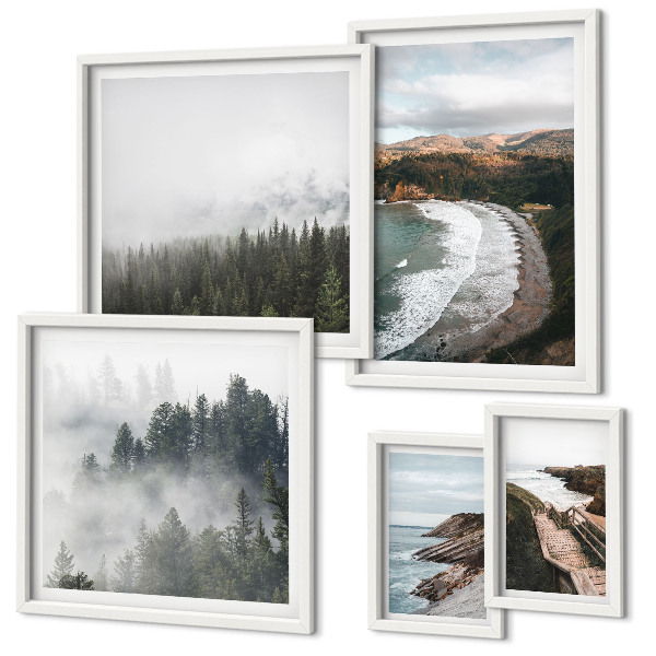 Conjunto de cuadros decorativos Paisajes costeros, bosques de montaña