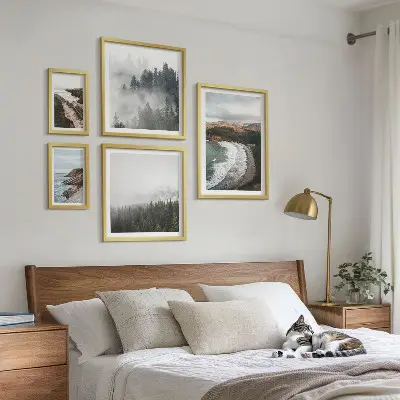Conjunto de cuadros decorativos paisajes costeros y bosques de montaña