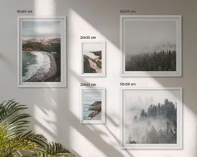 Conjunto de cuadros decorativos paisajes costeros y bosques de montaña