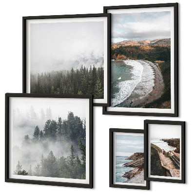 Conjunto de cuadros decorativos Paisajes costeros, bosques de montaña