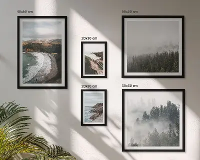 Conjunto de cuadros decorativos paisajes costeros y bosques de montaña