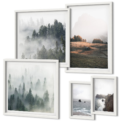 Set de 5 cuadros para salón Vistas naturales a la montaña y al mar